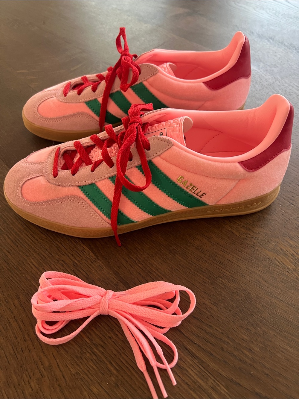 adidas Pink, Green & Red Gazelle Sneakers- Size 8